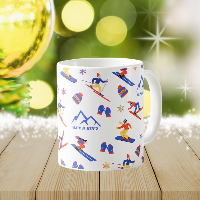 Mug Alpe d'Huez France Motif de snowboard (Alpe d'Huez ski snowboard winter snow vacation christmas holidays mug)