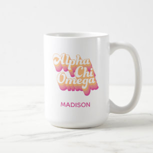 Mug Alpha Chi Omega Écriture Groovy