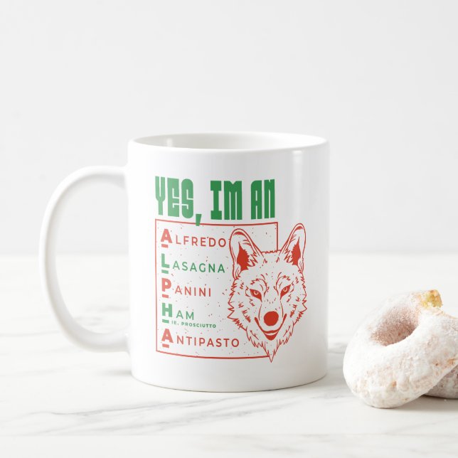 MUG ALPHA WOLF ALIMENTATION ITALIENNE OUI JE SUIS ALPH (Avec donut)