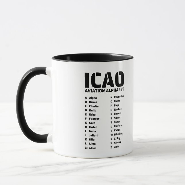 Mug Alphabet aéronautique de l'OACI pour pilote (Gauche)