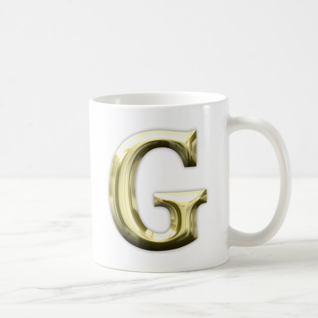 Mug Alphabet brillant d'or d'or de la lettre G (Droite)