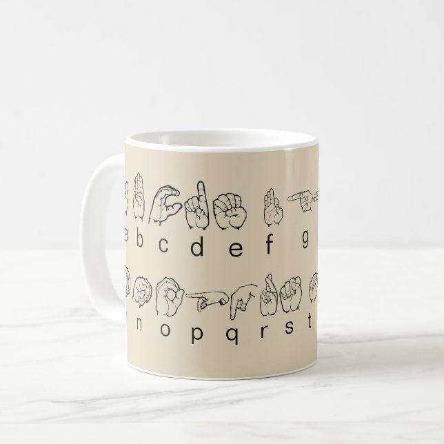 Mug Alphabet de Fingerspell de langue des signes (Devant gauche)
