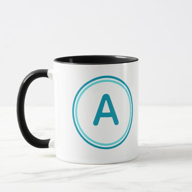 Mug Alphabet de lettres rondes Design de cercle cyan (Gauche)