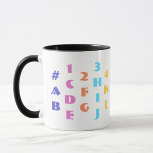 Mug Alphabet personnalisé coloré et chiffres, Enfants