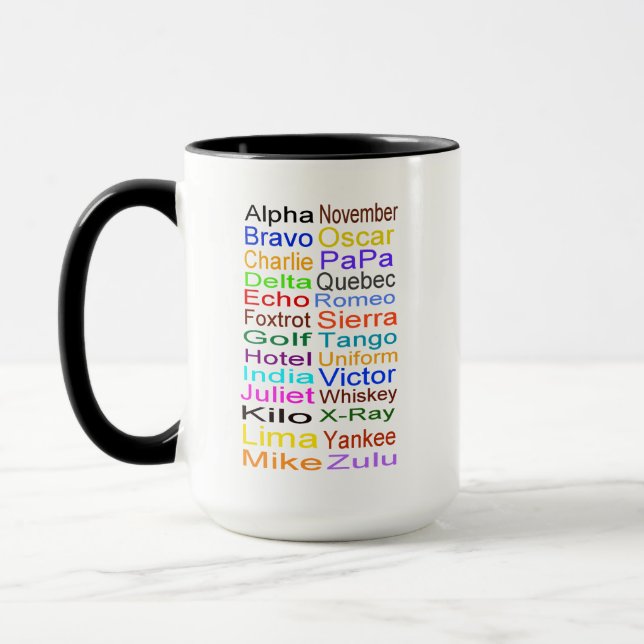 Mug Alphabet phonétique à droite ou à gauche (Gauche)