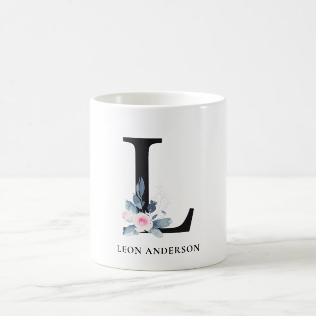 MUG ALPHABÈTES FLORAUX BLEUS DOUX NOM LETTRE L (Centre)