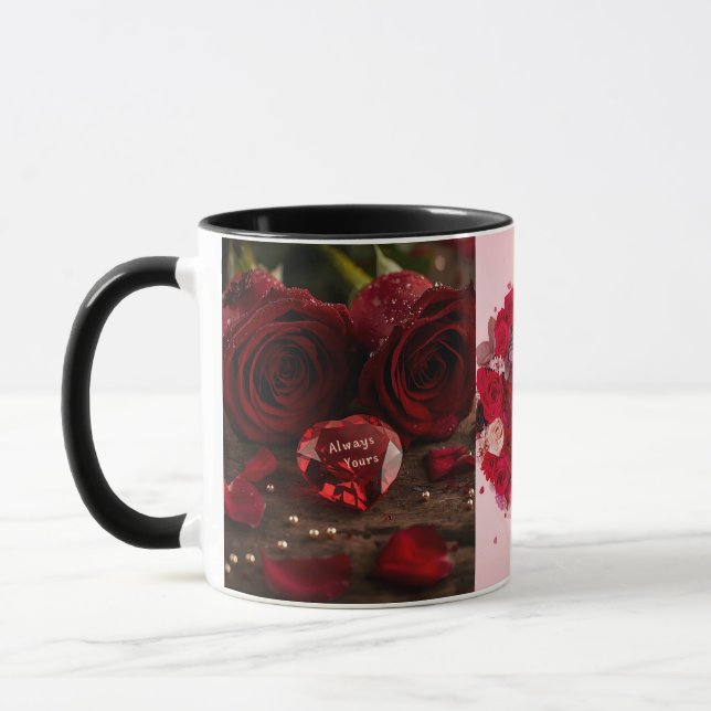 Mug Always Yours Red Rose Romantic Morning Valentine  (Gauche)