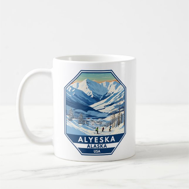 Mug Alyeska Alaska Winter Travel Art Vintage (Gauche)