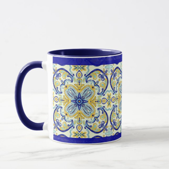 Mug Amalfi Tile Musique Bleu Jaune Turquoise (Gauche)