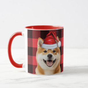 Mug Amant de chien Akita Fêtes Plaid de Buffalo Noël