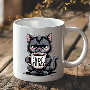Mug Amateur de chat noir drôle grincheux Pas aujourd'h