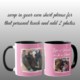Mug Amateur de cheval 2 photo blanc rose