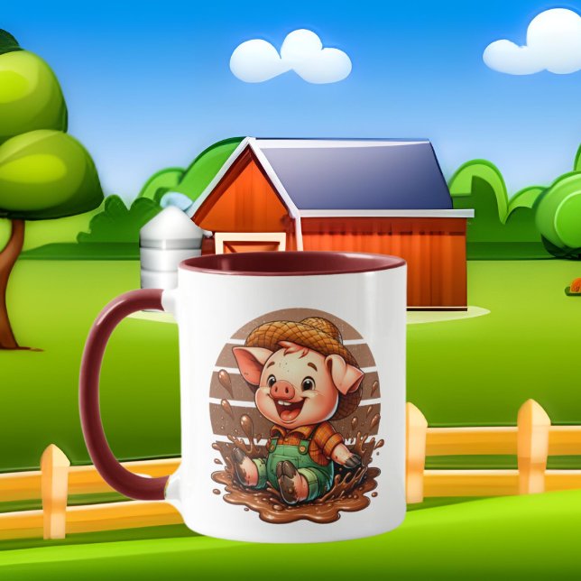 Mug Amateurs de cochon de pays mignon ajouter monogram (Créateur téléchargé)