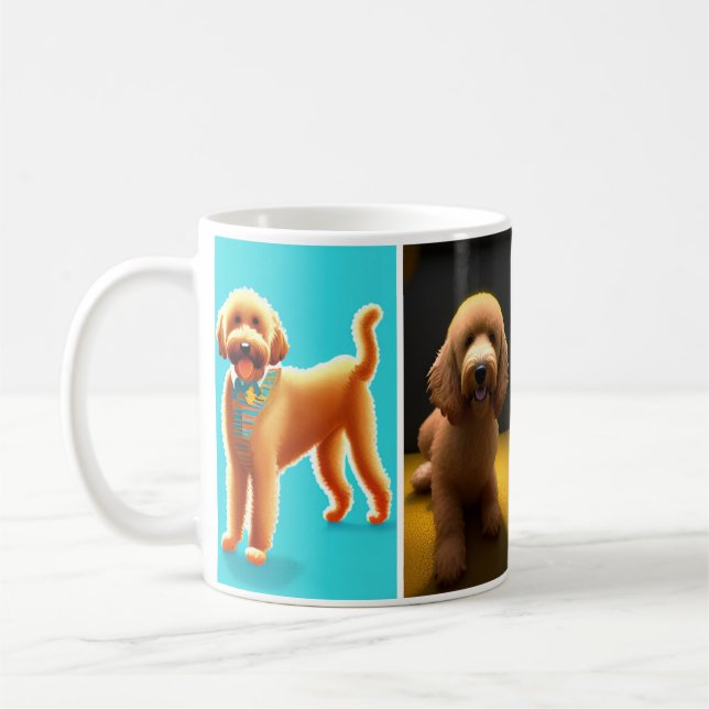 Mug Amateurs de doodle doré avec 4 mignonnes photos de (Gauche)