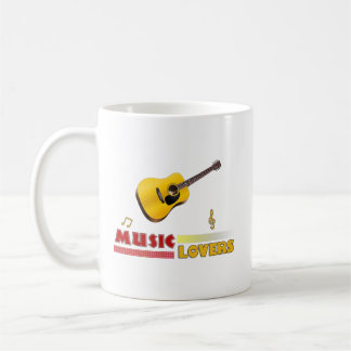 Mug Amateurs de musique Guitare acoustique Mot Art Caf