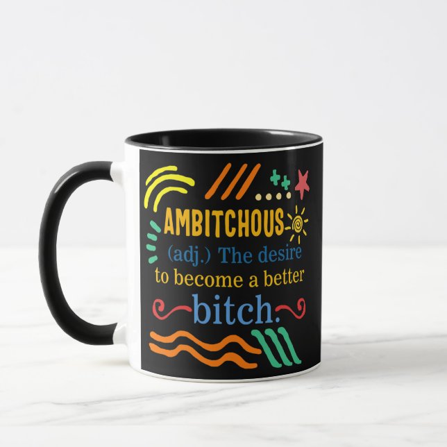 Mug Ambitchous Funny Définition Sassy Confident Fille (Gauche)