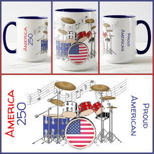 MUG - America 250 - Red/White/Blue - Drum Kit #2