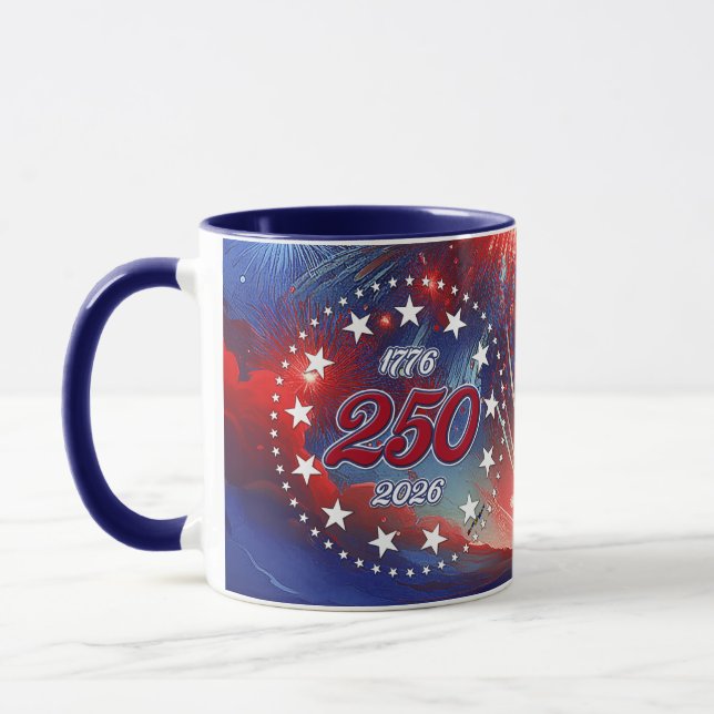 Mug America’s 250th Birthday Graphic Fireworks Clouds (Gauche)