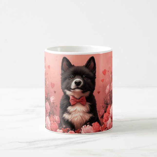 Mug American Akita avec Rose - Saint Valentin (Centre)