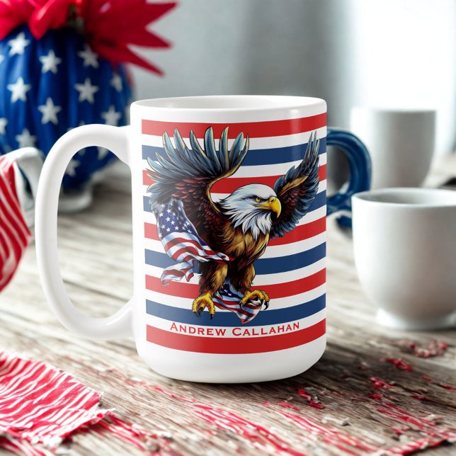 Mug American Bald Eagle Patriotic USA Drapeau 4 juille (Créateur téléchargé)