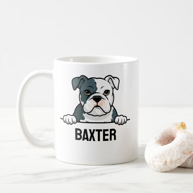 Mug American Bulldog Custom Name Cute Pet Amoureux des (Avec donut)