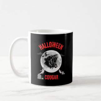 Mug american cougar on halloween night with crows