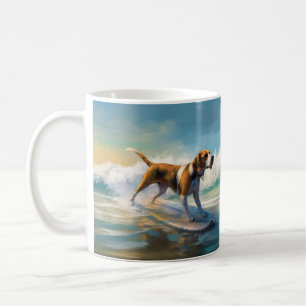 Mug American Engligh Foxhound Beach Surfing Paining