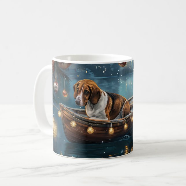 Mug American English Foxhound Christmas Festive Voyage (Devant gauche)