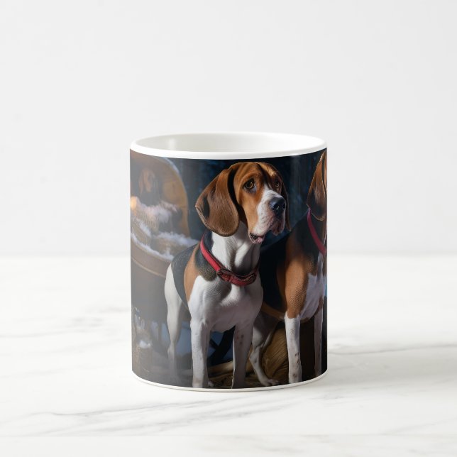 Mug American English Foxhound Snowy Sleigh Noël (Centre)
