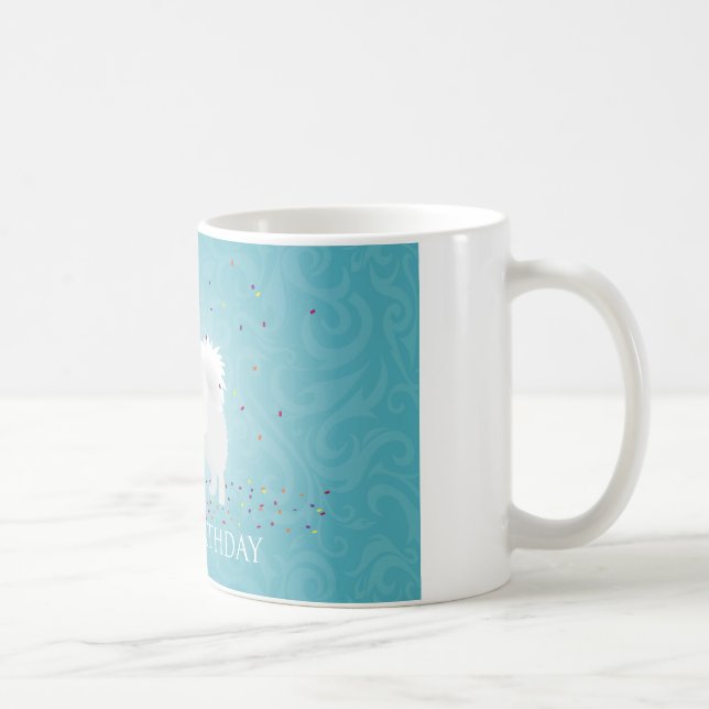 Mug American Eskimo Chien Joyeux Design d'anniversaire (Droite)