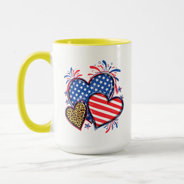 Mug American Flag Heart Leopard Sublimation-64210 (Gauche)