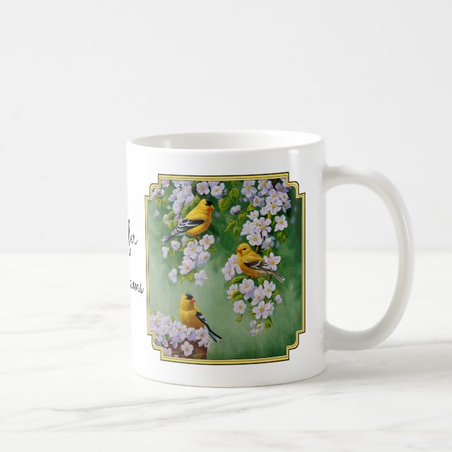 Mug American Goldfinches & Pink Apple Blossings (Droite)