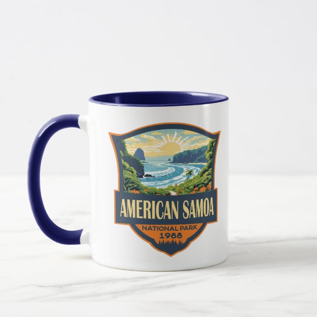Mug American Samoa National Park Illustration Retro (Gauche)