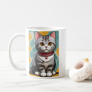 Mug American Shorthair Cat Abstrait Art Feline