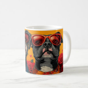 Mug American Staffordshire Heart Roses Saint-Valentin