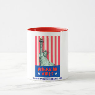Mug "American Vibes" Statue Liberty Red Stripes Person