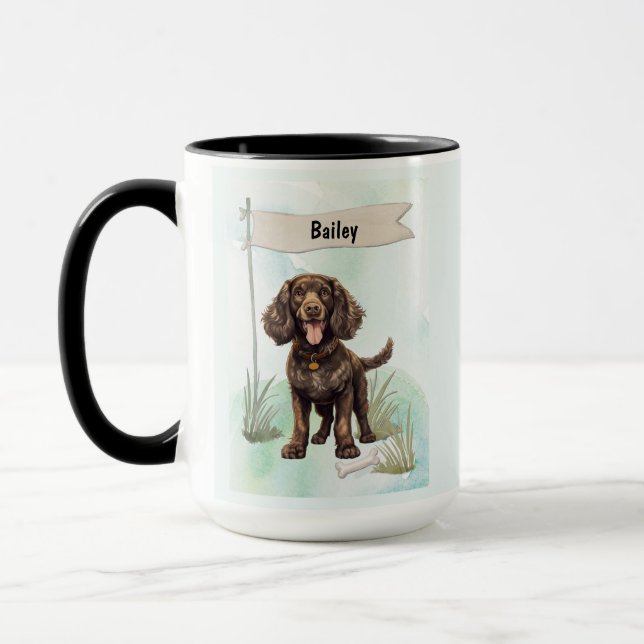 Mug American Water Spaniel Watercolor Personalized Dog (Gauche)