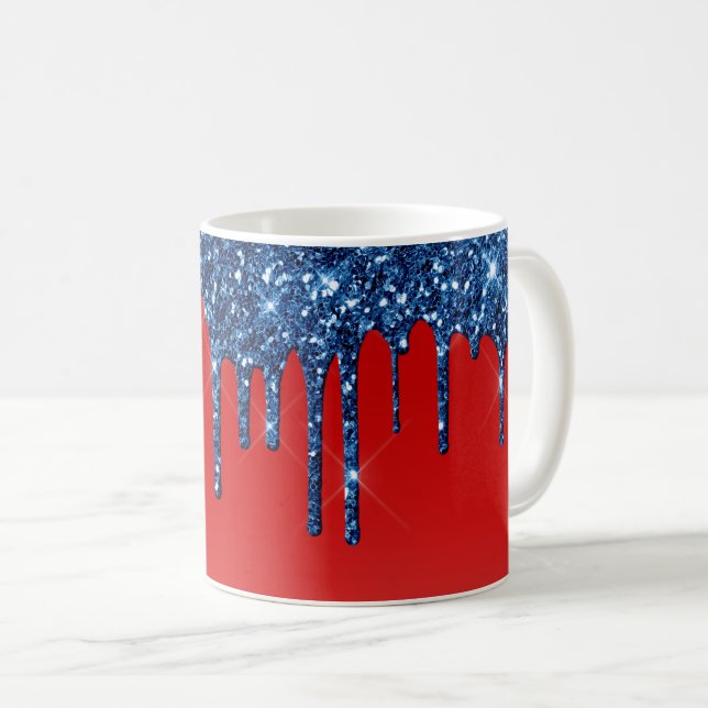 Mug Americana Red Blue Glitter Drip (Devant droit)