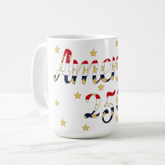 Mug Amérique 250 Rouge, Blanc Bleu Faux Or