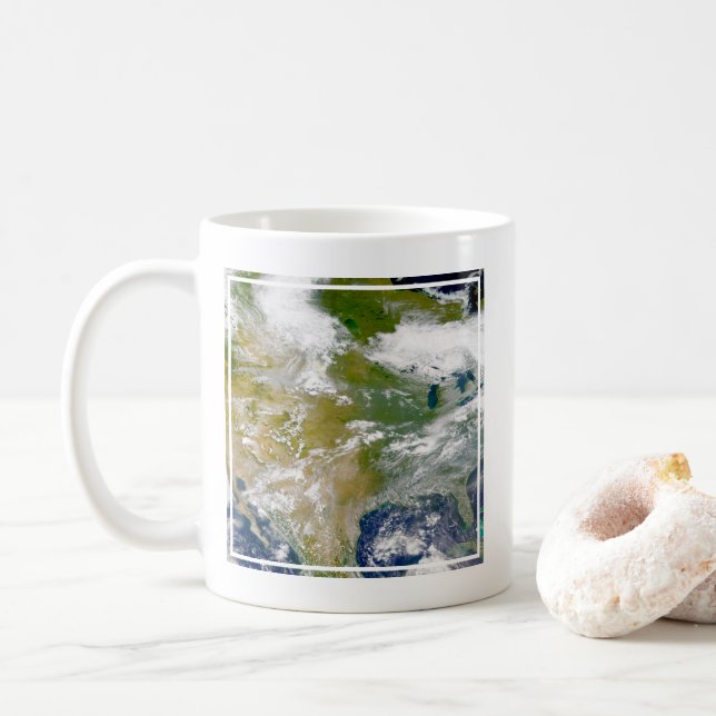 Mug Amérique Du Nord Avec Fumée Visible Dans Les Endro (Avec donut)