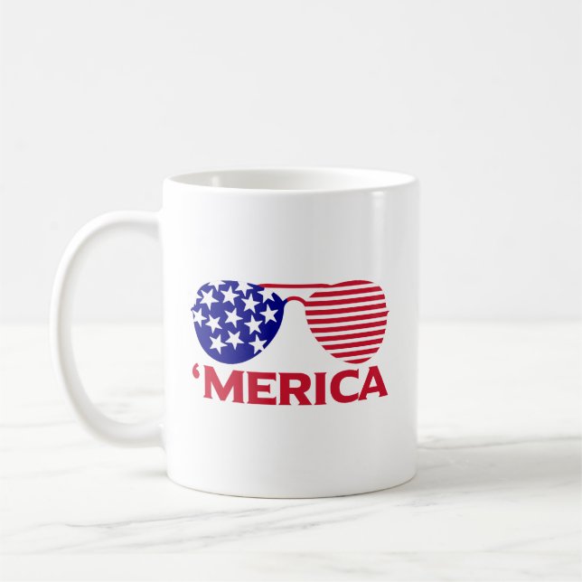 Mug Amérique Lunettes de soleil bleu blanc rouge (Gauche)