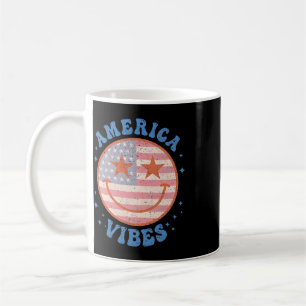 Mug Amérique Vibes Visage Heureux Sourire Drapeau Amér