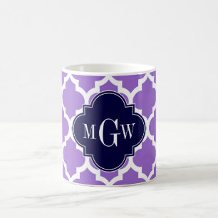 Mug Améthyste Marocain blanc #5 Marine 3 Monogramme in