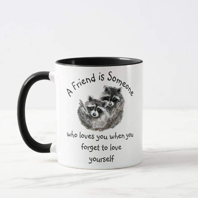 Mug Ami Aime Vous Cute Raccoons Citation (Gauche)