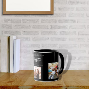 Mug Ami d'anniversaire noir nom photo