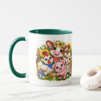 Mug Amis de la ferme mignons Vache Poule Chèvre Cochon