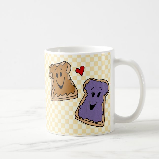 Mug Amis gais de bande dessinée de beurre et de gelée (Droite)