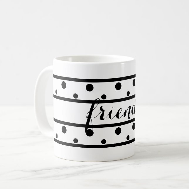 Mug Amis Noir Pois Blanc (Devant gauche)