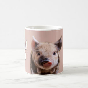 Mug "Amis, pas de nourriture" vegan avec mignon rose p