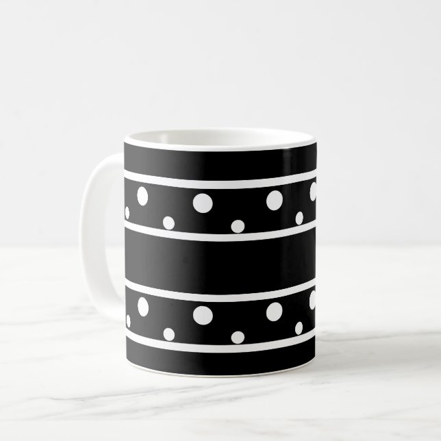 Mug Amis Pois blancs Noir (Devant gauche)
